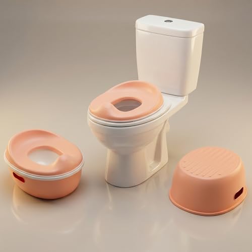 Image of Baybee 3 in 1 Baby Potty Training Seat for Kids 1-5 Years | Toddler Baby Potty Seat Chair with Removable Tray & Anti Slip Base | Portable Toilet Training Potty Seat with Step Stool for kids (Orange)