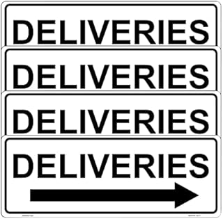Haobase 4 Pcs Deliveries Sign with Arrow Sticker - 20cm x 7.5cm - Self Adhesive Vinyl (Right)