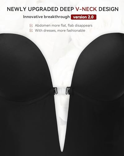 SHAPSHE Backless Shapewear for Women Strapless Deep U Plunge Bodysuit Low Back Body Shaper2