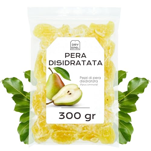 Pera Deshidratada con Azucar 300 gr - Pera seca en Trozos - Fruta Deshidratada - Ideal para Reposteria y Snacks - Sin Conservantes, Sin Gluten