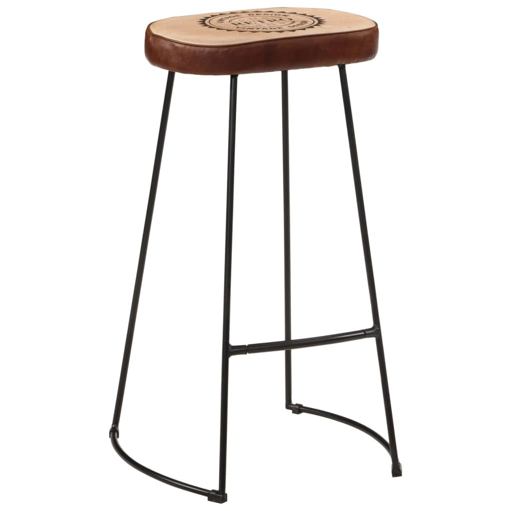 Ensemble de bar 3 pièces en bois de manguier brut et métal avec 1 table de bar 60 x 55 x 107 cm, 2 tabourets de bar avec housse en cuir et lin, table à manger stable pour cuisine, salle à