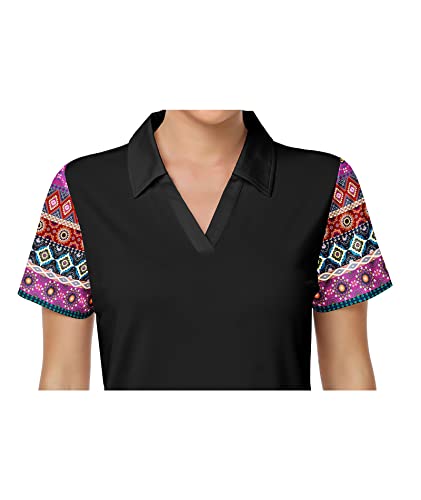 Jacketown Womens Golf Polo Shirts Moisture Wicking Printed Polo Breathable Outdoor Short Sleeve T Shirts(Dark Blue, 2Xl) #TOP3