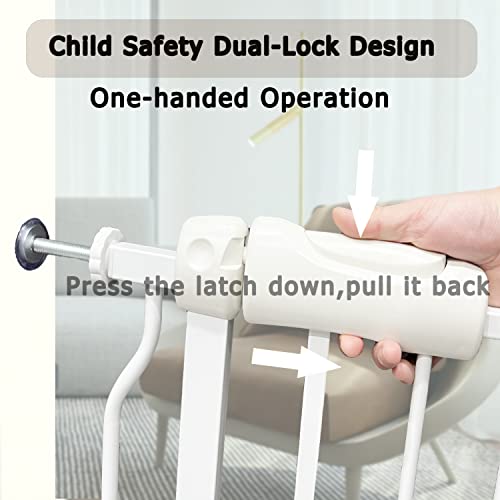 Thasamm Extra Wide Baby Gate 29"-43.3" Tension Indoor Safety Gates White Metal Large Pressure Mounted Pet Gate Walk Through Long Safety Dog Gate For The House Doorways Stairs #TOP3