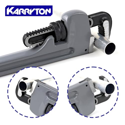 Image of 10 Inch Aluminum Pipe Wrench, 1-5 /8 inch /41mm Adjustable Cr-Mo Jaw Opening Heavy Duty Straight Handle Plumbing Wrenches, Perfect Plumbers Tool Exceed GGG Standard