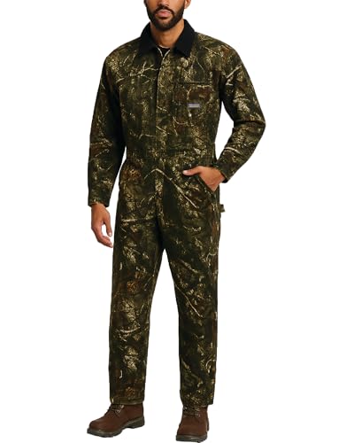 Bass Creek Outfitters Mens Coveralls - Durable Long Sleeve Work Wear Jump Suit Insulated Coveralls for Men with Pockets Size Large Dark Tree Camo