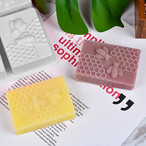 Silicone Soap Mold 3D Bee Honeycomb Soap Making Molds Non-Stick 6 Cavities Baking Mould Oval & Square Gray 2 Pack #TOP5