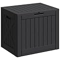 Greesum 40 Gallon Resin Deck Box, Outdoor Storage for Patio Furniture, Garden Tools, Pool Supplies, Weatherproof and UV Resistant, Lockable, Black