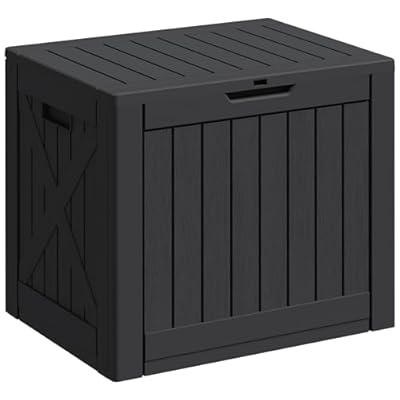 Greesum 40 Gallon Resin Deck Box, Outdoor Storage for Patio Furniture, Garden Tools, Pool Supplies, Weatherproof and UV Resistant, Lockable, Black