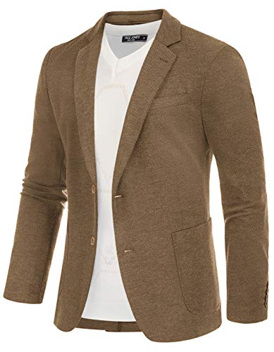 PJ PAUL JONES Chaqueta de hombre con cuello de solapa, 2 botones, estilo vintage, para bodas y negocios, marrón, L