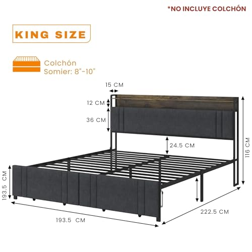Base para Cama King Size Con Cajones 11 Imagen adicional