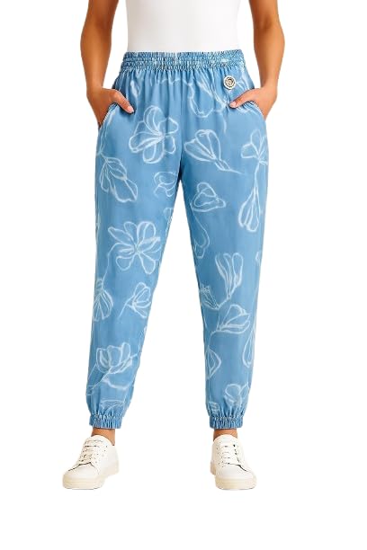 nobarr Women's Sky Blue Cotton Jogger Pants with 4 Pockets-picture-30