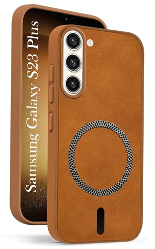Image of Jkobi Leather Finish Back Cover Case for Samsung Galaxy S23 Plus 5G (MagSafe Compatible Wireless Charging | Soft Touch | Camera Bump Protection)