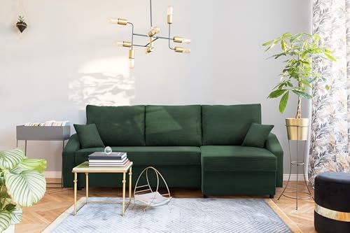 Ecksofa Dorma mit schlaffunktion, einfacher Aufbau, modernes Design, polstermöbel. Schlafcouch zum Wohnzimmer. Widerstandsfähiges, Minimalistisches Design (POSO 100)