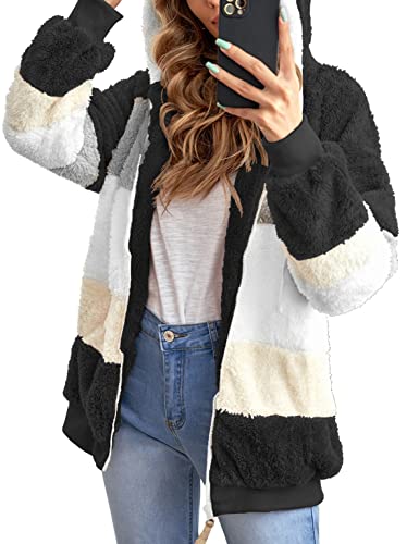 TOPLAZA Manteau Sweats à Capuche Fermeture Éclair Femmes Épais avec Poche Hiver, Noir, 5XL Cover