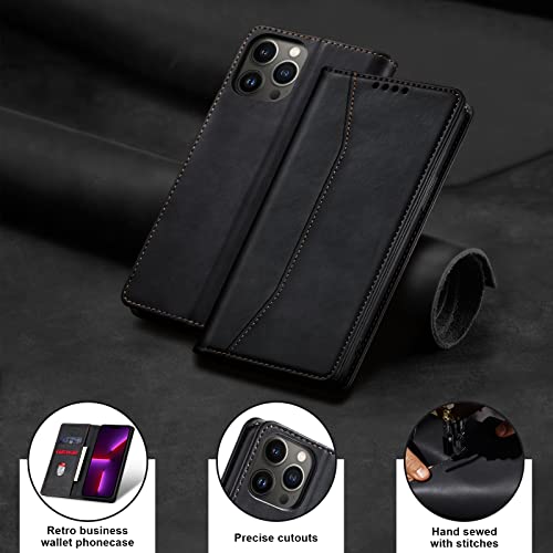 Image of Jasonyu Flip Wallet Case for iPhone 13 Pro Max,Black