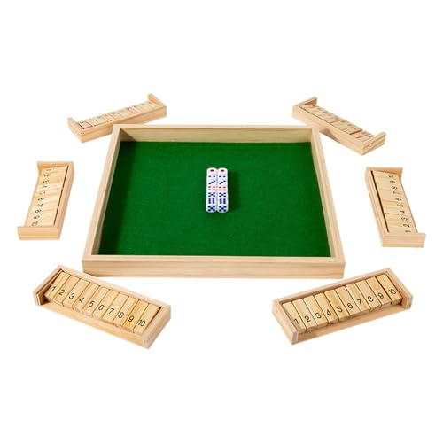 Juego de dados de madera Shut The Box contra el aburrimiento en la mesa de café