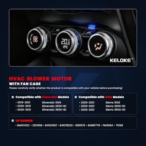Image of KELOKE HVAC Heater Blower Motor Fan Fits for Chevy & GMC Vehicles - Silverado 1500 2019-2021, Silverado 2500 HD /Silverado 3500 HD /Sierra 1500 /Sierra 2500 HD /Sierra 3500 HD 2020-2021, Replace# BM10143C