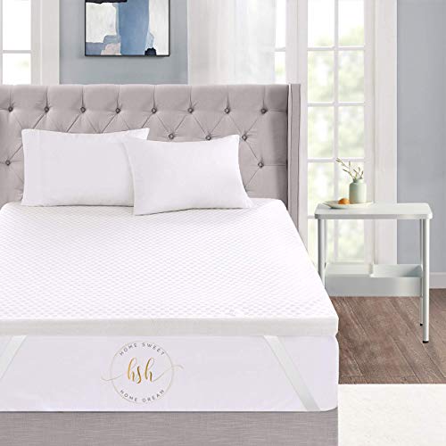 Home Sweet Home 3 Inch Memory Foam Mattress Topper Pressure-Relieving Bed Topper With Hypoallergenic Removable Bamboo Quilted Encasement For Easy Washing (King) #TOP1