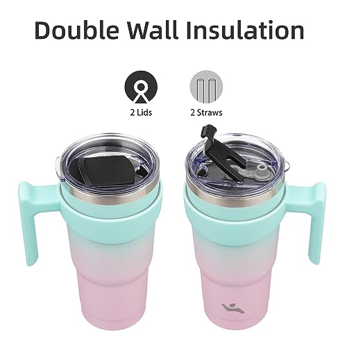 Image of Konokyo 20 oz Tumbler with Handle and Straw, Insulated Travel Mug