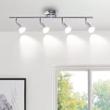 YNFLux LED Deckenstrahler 4 Flammig Schwenkbar 350° Silber Deckenlampe GU10 Deckenleuchte Modern Deckenspot Wandstrahler für Wohnzimmer Schlafzimmer Küche Flur mit Leuchtmittel