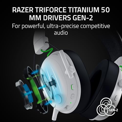 Image of Razer BlackShark V3 Wireless Gaming Headset for Xbox: 50mm Drivers - Super Wideband Mic - 2.4 GHz, Bluetooth, USB - Works with PC, Mac, PS5, Nintendo Switch, Smartphone - Long Battery Life - White