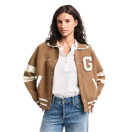 Gant Para Mujer. 4805301 Chaqueta Varsity De Punto MarróN (Xl), Casual, AlgodóN