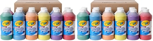 Image of Crayola Washable Paint, Bulk Paint Set for Kids' Art Projects, 16 Oz, Nontoxic Craft Supplies, Teacher Classroom Must Haves, Ages 3, 4, 5, 12 Count, (Pack of 2)