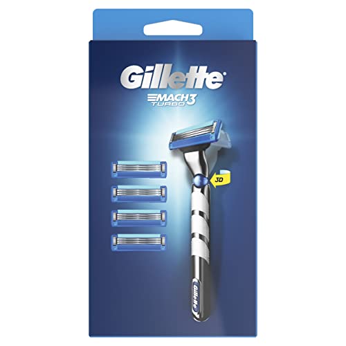 Gillette Mach3 Turbo Nassrasierer Herren, Rasierer + 5 Rasierklingen mit 3-fach Klinge, Geschenk Männer - Image 3