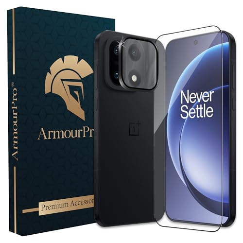 Image of ArmourPro Edge to Edge Tempered Glass for OnePlus 15 with Black Camera Ring Guard, 9H Screen Protector, Anti-Scratch, Anti-Fingerprint, Bubble-Free Installation Kit