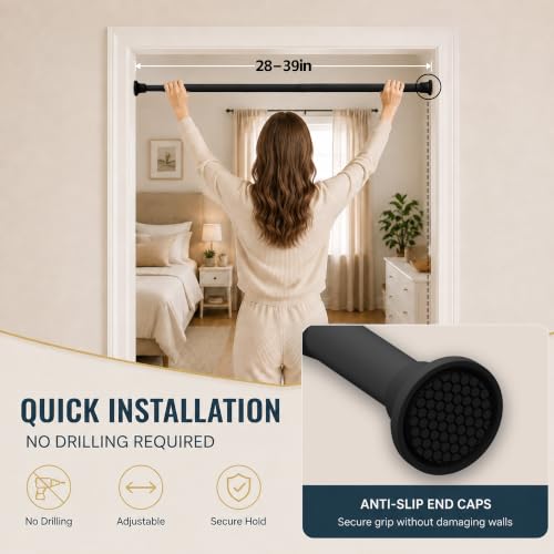Image of Blackout Sliding Door Curtains for Doorways with Curtain Rods Adjustable 28-39 inch Long, Accordion Doors Magnetic Door Curtain for Bedroom Living Room Doorway Curtain Sets (1 Pack, 43 W x 78 L,Black)
