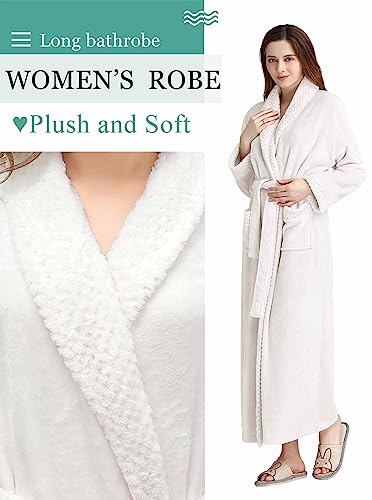Image of Artfasion Womens Long Fleece Robe - Warm Soft Floor Length Flannel Bathrobes for Winter Thicker Long House Coat with Pockets