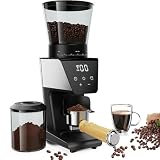 HmLotd Macinacaffè Elettrico, Macinacaffè Espresso con Display LCD Touch e 30 Impostazioni Precise per Espresso, Drip, pour Over, Cold Brew, French Press