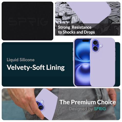 Image of SPRIG Compatible with iPhone 16 Premium SilkTone (Liquid Silicone) Back Cover Drop Tested Shock Proof Mobile Case for Men, Women, Boys and Girls with Camera Protection (Light Purple)