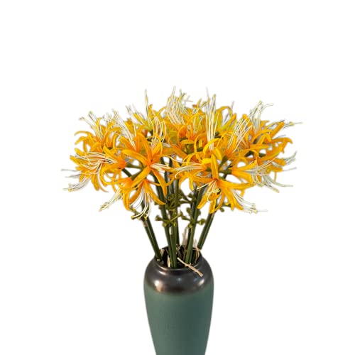 XIZHI Fiori artificiali di giglio di ragno 5 steli, bulbi di licoride, gigli di ragno, fiori artificiali con gambo lungo vero tocco per fotografia hotel decorazione giardino (giallo)