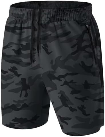 HMIYA Sporthose Herren Kurz mit Reißverschlusstasche | Atmungsaktiv Sport Shorts mit Reißverschluss,Leichte Kurze Hose Schnelltrocknend,Ideal für Laufen,Fitness und Freizeit