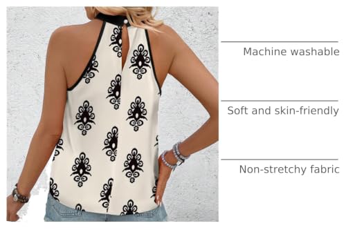 Image of RoseSeek Women's Tropical Paisley Halter Blouse Boho Shirt Vacation Tops | Polka Dots Print, Halter Tops, Summer Tops, Going Out Tops, Beach, Dressy Tops, Boho Blouses