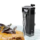 EmmaWu Turtle Filter Small Tank Filter Low Water Level Aquarium Filter Submersible Turtle Reptiles Amphibian Fish Shrimp Frog Crab Tank Filter (200L/H) (Black)