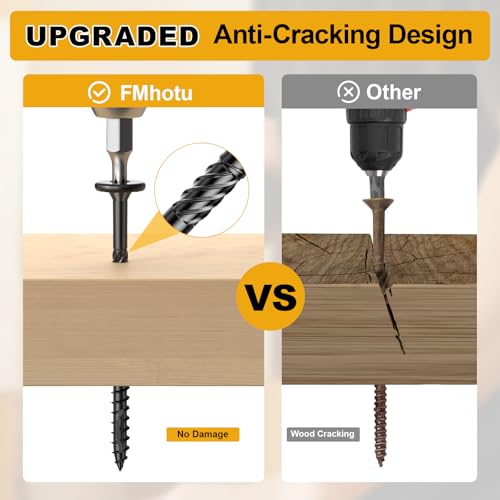 Image of #14 x 3 Wood Structural Lag Screws | 300Pcs Star Drive Decking Wood Screws, Rust Resistant Timber Screws for Timber /Log /Landscaping Wood