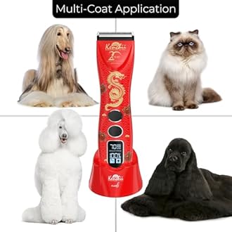 Kenchii Flash 5 Red Dragon Limited Edition - 5-in-1 Digital Cordless Clipper - Precision Pet Grooming: Trim, Shape, and Style Effortlessly USB-C Charging (Red)
