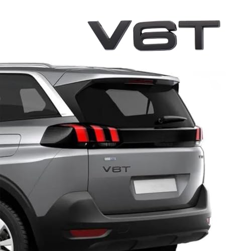 Image of V6T Emblem 3D Metal Badge Car Hood Truck Door Side Fender Rear Trunk Emblem Sticker Decals for RS Sline V6T S3 S4 S5 S6 S7 S8 A4L A5 A6L A3 A4 A7 Q3 Q5 Q7 (Black)
