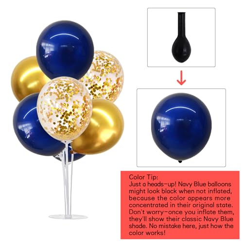 Image of TONIFUL 4 Set Navy Blue Gold Balloons Stand Balloon Centerpieces for Table