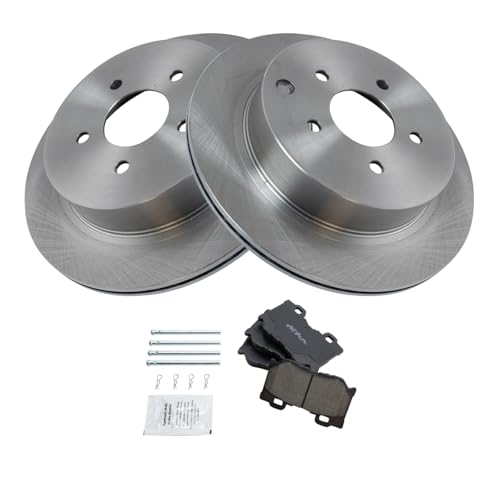 Image of TRQ Rear Brake Pad and Rotor Set Ceramic Compatible with 2013 Infiniti M37 2013 M56 2015-2019 Q70L 2018 Q50