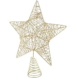 DEARMAMY Adorno Punta del Árbol de Navidad Estrella de Hierro Purpurina Pequeña 1 Pieza Decoración Navideña Reutilizable para Árbol de Navidad