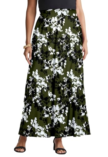 Jessica London Women's Plus Size Casual Wide Elastic Pull-On Lightweight Maxi Skirt