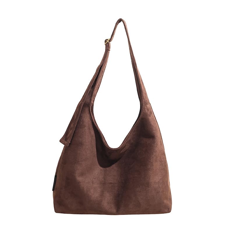 Sac à bandoulière vintage pour femme en daim synthétique café léger et logeable