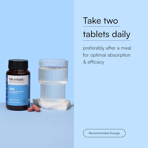 Image of hk vitals ZMA (60 Tablets) | Zinc + Magnesium Aspartate with Vitamin B6 | Muscle Function & Reduces Fatigue