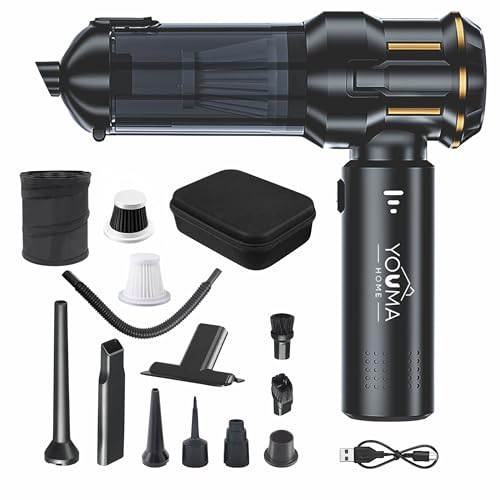 Aspirateur Voiture Sans Fil Puissant 25000Pa, Aspirateur à Main Moteur Brushless 3 Vitesses, 2 Filtres HEPA+Filtre Métallique, 6000mAh USB-C, Poils...