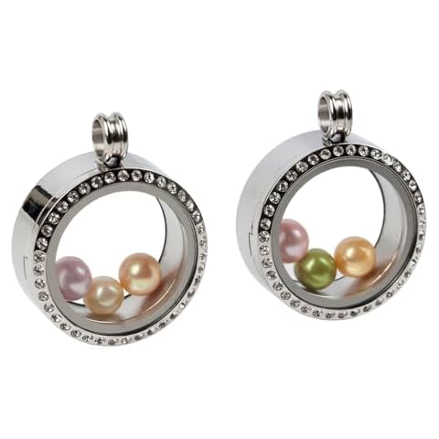 Africanbeads 2PCS 30MM Floating Charm Memory Glass Locket Necklace Cover