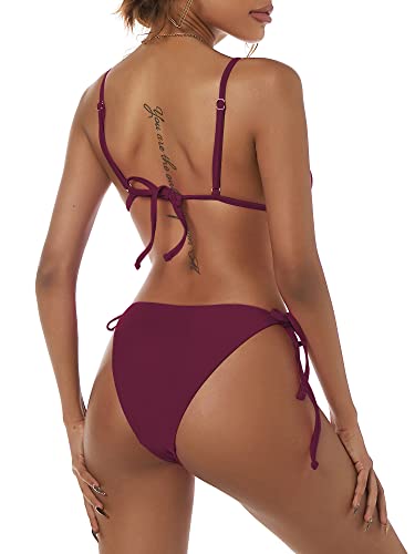 Image of ZAFUL Women's Triangle Bikini Floral String Bikini Set Two Piece Swimsuit Bathing Suits
