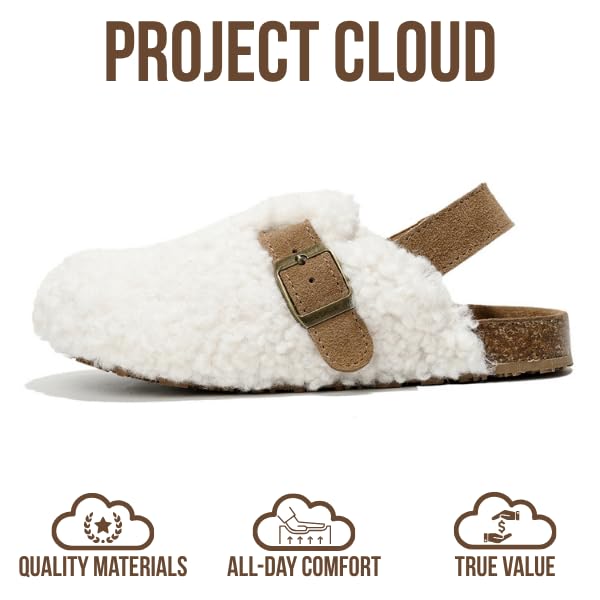 Image of Project Cloud Kids Clogs 100% Genuine Leather with Natural Cork Footbed & Memory Foam Insole Arch Support - Non-Slip Clogs for Kids - Slippers Sandals for Boys & Girls Footwear